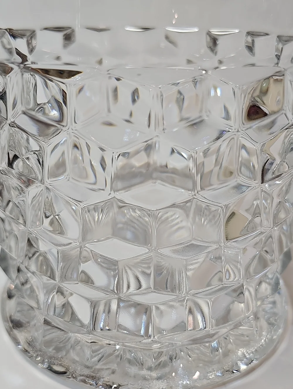 Vintage Fostoria American Clear Cube Motif Pressed Glass Cookie Jar & Lid